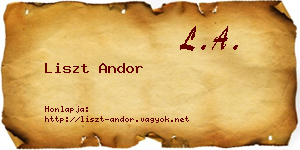 Liszt Andor névjegykártya